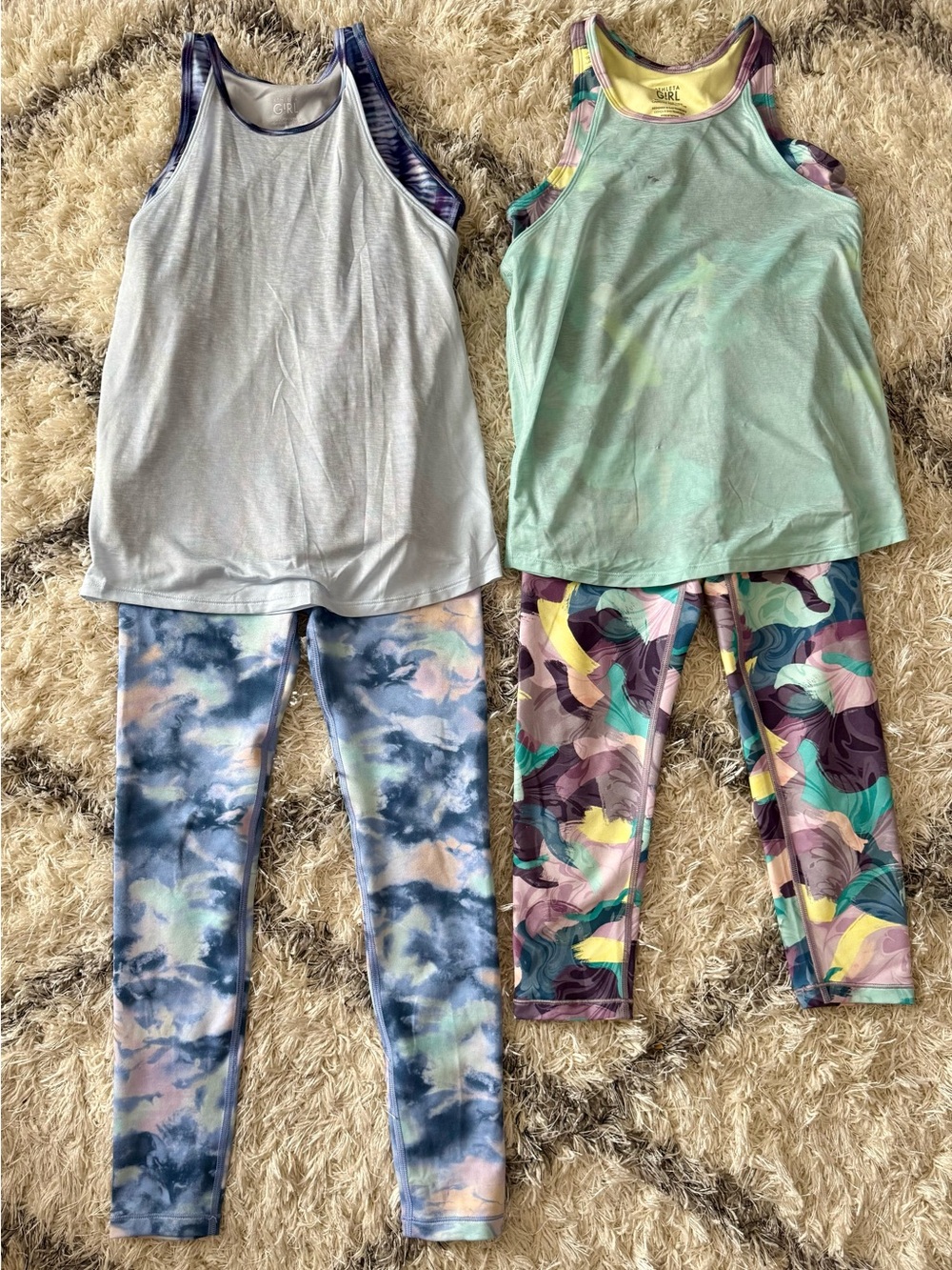 Athleta Girls Size 8/10 tanks & leggings sets 🩵